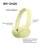 Sony WH-CH520 Kabelloser Bluetooth On-Ear-Kopfhörer, hohe Klangqualität, leichtes Design, bis zu 50 Stunden Akkulaufzeit, Schnellladung, EQ, klare Gesprächsqualität, iOS und Android - Gelb