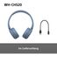 Sony WH-CH520 Kabelloser Bluetooth On Ear Kopfhörer, hohe Klangqualität, leichtes Design, bis zu 50 Stunden Akkulaufzeit, Schnellladung, EQ, klare Gesprächsqualität, iOS und Android, Blau