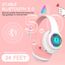 AXFEE Kopfhörer Kinder, Kinderkopfhörer Bluetooth, Mädchen Katzenohr Over-Ear mit LED-licht Faltbare Stereo Kabellose, Mikrofon,Micro SD/TF für Handy/Tablet/PC