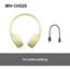 Sony WH-CH520 Kabelloser Bluetooth On-Ear-Kopfhörer, hohe Klangqualität, leichtes Design, bis zu 50 Stunden Akkulaufzeit, Schnellladung, EQ, klare Gesprächsqualität, iOS und Android - Gelb