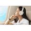 LORELEI B-C6 Kabellose Over-Ear-Kopfhörer, 50H Playtime Faltbare, leichte Bluetooth-Headsets, Tiefe Bässe, eingebautes Mikrofon, Ohrenschützer aus Memory-Schaumstoff, für Reisen(Beige weiß)