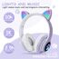 AXFEE Kinderkopfhörer Bluetooth, Katzenohr Over-Ear mit LED-Licht, Faltbar, Stereo, Kabellos mit Mikrofon, Micro SD/TF für Handy/Tablet/PC