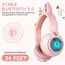 AXFEE Kinder-Kopfhörer, Bluetooth 5.0 mit Bass-Boost und LED-Licht, Over-Ear mit Katzenohren für Mädchen und Jungen