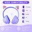 AXFEE Kopfhörer Kinder, 5.3 Bluetooth Kinderkopfhörer Over-Ear mit LED-Leuchten, Bluetooth-Kopfhörer Mit Katzenohren, Stereo Kopfhörer Kabellose, Mädchen Katzenohr Kinderkopfhörer für Handy/Tablet/PC