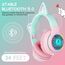 AXFEE Bluetooth-Kinder-Kopfhörer, LED-Beleuchtung, Katzenohren, kabellos/kabellos, HD-Stereo-Sound, 10 Stunden Spielzeit, Faltbarer Kinder-Kopfhörer für PC, Handy, iPad, Studium, Reisen, Schule, 105