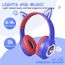AXFEE Bluetooth-Kopfhörer Mit Katzenohren für Kinder, Bluetooth 5.3 Over-Ear Kopfhörer mit LED-Leuchten, Kabellos/Verkabelt, 99DB, Faltbarer Kinder-Kopfhörer für PC,Handy, Studium, Reisen(Blau