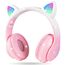 AXFEE Kopfhörer Kinder, Bluetooth-Kopfhörer Mit Katzenohren, Mädchen Katzenohr Over-Ear Mit LED-Licht, Faltbare Stereo Kabellose Kinderkopfhörer, Kinder-Kopfhörer für PC/Handy/iPad/Tablet-Rosa Weiß