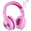 Nabevi Kinder Kopfhörer, Kopfhörer Kinder mit Kabel, 85/94dB Lautstärkegrenze, HD-Ton, Sharing-Funktion, Over-Ear Verstellbare Faltbare Kinderkopfhörer mit Mikrofon für Schule/Reise/PC/iPad, Rosa