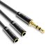 Syncwire Audio Y Splitter Kabel - 23cm- 3,5mm Male auf 2X Female Nylon Kopfhörer Doppelstecker für Apple, Samsung, Smartphone, Kopfhörer, Lautsprecher, Mikrofon & Mehr - Schwarz