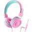 iClever Audiokopfhörer, kabelgebunden, für Kinder, Verstellbarer Kopfbügel, Stereo-Sound, zusammenklappbare Drähte entwirrt, 3,5 mm AUX-Anschluss, 85/94 dB, begrenzte Lautstärke (Rosa)