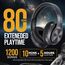 TuneFlux Bluetooth Kopfhörer Over Ear, 80 Std Akkulaufzeit, Kabellos Bluetooth Kopfhörer mit 3 EQ-Modi, HiFi-Stereo, Eingebautes Mikrofon, Faltbares Wireless Kopfhörer (Metallic)