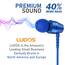 LUDOS OMNITONE Kopfhörer In Ear Kopfhörer mit Kabel und Mikrofon, 5 Jahre Garantie, In Ear Ohrhörer, 3,5 mm Klinkenstecker Earbuds, Satte Bässe Earphones, Headphones für iPhone, iPad, Samsung - Blau