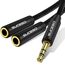 SUCESO Audio Klinke Y Splitter Adapter 3.5mm Stecker auf 2x 3,5mm Buchse Headset Stereo Aux Splitter Kabel Kopfhörer Doppelstecker für Tablet, Laptop, Samsung, Handy, Lautsprecher, PC usw -1m(Schwarz)