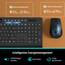 Tastatur Maus Set Kabellos, Leise 2,4 GHz Tastatur in voller Größe mit Handballenauflage, Telefonhalter, Multimediatasten, Kabelloses Set für Windows, Chrome OS, PC, Laptop (Batterien) - KM31