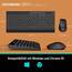 Tastatur Maus Set Kabellos, Leise 2,4 GHz Tastatur in voller Größe mit Handballenauflage, Telefonhalter, Multimediatasten, Kabelloses Set für Windows, Chrome OS, PC, Laptop (Batterien) - KM31