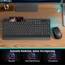 Tastatur Maus Set Kabellos, Leise 2,4 GHz Tastatur in voller Größe mit Handballenauflage, Telefonhalter, Multimediatasten, Kabelloses Set für Windows, Chrome OS, PC, Laptop (Batterien) - KM31