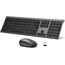 iClever Bluetooth Tastatur mit Maus, Wiederaufladbare Dualmodus USB & Bluetooth Tastatur aus Metall, 3 Geräte Verbindung Deutsch QWERTZ Funktastatur, für PC/Tablet/MacOS (Grau)
