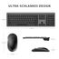 iClever Tastatur Maus Set Kabellos, Wiederaufladbare Funktastatur mit Maus, Ultra-Dünne Leise Tastatur für PC/Laptop, QWERTZ Layout, Grau