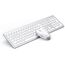 Tastatur Maus Set Kabellos, seenda SK38-3 Ultra-Dünne Wiederaufladbare Funktastatur, Ergonomische Keyboard Mouse mit Silikon Staubschutz für PC/Laptop/Smart TV, QWERTZ Layout Weiß und Silber