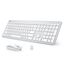 iClever Tastatur Maus Set Kabellos, Wiederaufladbare Kabellose Tastatur und Maus, Deutsch QWERTZ Layout, 2.4 GHz Funk Tastatur mit Maus für PC/Laptop/Smart TV, Weiß