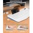 Tastatur Maus Set kabellos, 2.4G keine Latenz Ergonomische Tastatur kabellos Set, Handballenauflage, Telefonhalter, Akku im Lieferumfang enthalten, Leise Maus und Tastatur für Laptop, PC, Windows-Weiß