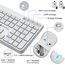 KOORUI Tastatur und Maus Kabellos, Leise Maus Tastatur Set Deutsches Layout QWERTZ mit 12 Funktionstasten 2.4 GHz Tastatur Maus Set für Windows, MacOS, Linux-Weiß
