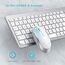 Tastatur Maus Set Kabellos, seenda SK38-3 Ultra-Dünne Wiederaufladbare Funktastatur, Ergonomische Keyboard Mouse mit Silikon Staubschutz für PC/Laptop/Smart TV, QWERTZ Layout Weiß und Silber