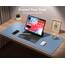 Aothia Schreibtischunterlage,Mauspad mit PU Leder und Rutchfeste Wildleder,Multifunktionales Office Mousepad Laptop Schreibunterlage,Tisch-Schutz Unterlage für Büro/Home(Denim Blau,122x43cm)