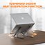 GRIFEMA GB1054B Laptop ständer für Schreibtisch, Höhenverstellbarer Laptop Riser, Tragbarer LaptopStänder mit 7 Neigungsverstellungen für 10"-17,3" Laptops und Tablets - Schwarz