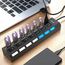 LOBKIN USB Hub 7-Port,Tragbar USB 2.0 Hub mit Einzelnen LED-Netzschaltern fur Laptop, PC, MacBook und weitere USB Geräte
