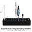 SABRENT USB Hub aktiv 3.2x1 + netzteil 60W 10port (7 USB hub 3.2 + 3 Ladeanschlüsse) USB Adapter mehrfach Verlängerung, USB Verteiler, Powered USB hub, mit EIN/AUS Schaltern, fur PS5, PC, MacBook