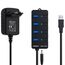 USB Hub mit Netzteil,VEMONT 4 Ports USB3.0 Hub USB Verteiler Aktiv Adapter und Einzelne EIN/Aus-Schalter 1,2m langes Kabel mit 5V/3A Netzteil Adapter für PC/Laptops und Ultrabooks