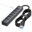 FORIDA 8-Port USB Hub 3.0 Mit 120cm Langes Kabel Hubs, Aluminium USB Verteiler 5Gbps Multiport Adapter Für Laptop, MacBook, PC, U-Disk, USB-3.0 Splitter Mit 15W USBC Port (120cm Schwarz)