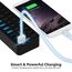 SABRENT USB Hub aktiv 3.2x1 + netzteil 60W 10port (7 USB hub 3.2 + 3 Ladeanschlüsse) USB Adapter mehrfach Verlängerung, USB Verteiler, Powered USB hub, mit EIN/AUS Schaltern, fur PS5, PC, MacBook