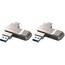 Lexar D40E 256 GB Dual Drive USB 3.2 Gen 1 Type-C Jump Drive, USB-C Flash Drive, Metallgehäuse, schwenkbares Design, Thumb Drive, Kompatibel mit iPhone 17,Silberner Champagner (Packung mit 2)
