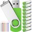 FEBNISCTE USB Flash Laufwerk 4GB 10 Stück USB Sticks Datenspeicher Grün Speicherstick 4 GB Pen Drive Tragbar Memory Stick Einklappbare Flash Drives für Werbegeschenke mit Seil