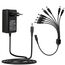 Tonton 12V 3A Netzadapter 2,1mm x 5,5mm Splitter für Überwachungskamera, NVR DVR Recorder, Monitor, WLAN-Router, Laptop - DC Buchse Kabelstecker + 1 auf 8 Y-Splitter Kabel (1 bis 8 Wege)