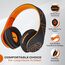 PowerLocus Bluetooth Over-Ear Kopfhörer, Kabellos Stereo Faltbare Kopfhörer Kabellose und Kabel-Kopfhörer mit Integriertem Mikrofon, Micro SD/TF, FM für Handys/iPad/Laptops & PC (Schwarz/Orange)