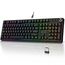 KOORUI Gaming Tastatur, Mechanisch Tastatur Kabellos/Kabelgebunden/Bluetooth RGB Keyboard Wiederaufladbare Batterie Full Size Tasten Deutsches Layout QWERTZ für Windows MacOS Linux-Blauer Schalter