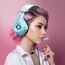 Ozeino Gaming Headset für PS5 PS4 Xbox One PC Switch, PS5 Gamer Headset mit Mikrofon, Stereo Sound und RGB Light, Himmelblau
