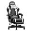 Riftracer Gaming Stuhl – Ergonomischer Gamer Sessel mit Fußstütze, Kopfstütze und Lordosenstütze, höhenverstellbar, gepolstert, Tragkraft 100 kg, Schwarz