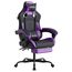 SUKIDA Gaming Stuhl, Ergonomischer Gaming-Stuhl mit Fußstütze, Racing Gaming Chair Kopfstütze Verstellbarer Computerstuhl Höhenverstellbar Lendenwirbelstütze für Homeoffice und Gaming Lila
