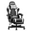 Riftracer Gaming Stuhl – Ergonomischer Gamer Sessel mit Fußstütze, Kopfstütze und Lordosenstütze, höhenverstellbar, gepolstert, Tragkraft 150 kg, Schwarz