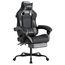 SUKIDA Gaming Stuhl, Ergonomischer Gaming-Stuhl mit Fußstütze, Racing Gaming Chair Kopfstütze Verstellbarer Computerstuhl Höhenverstellbar Lendenwirbelstütze für Homeoffice und Gaming Gray