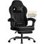 WOLTU Gaming Stuhl Stoff mit Bequemlichkeit Federunterlage, Kühl im Sommer, Gamer Chair Sessel Hohe Belastbarkeit ergonomischer mit Kopfkissen, Lendenkissen, Fußstütze, Netzstoff, Schwarz