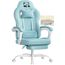 WOLTU Gaming Stuhl mit Taschenfederkissen, Gaming Sessel 150 kg Belastbarkeit, ergonomischer Drehstuhl, Gamer Stuhl mit Kopfkissen, Lendenkissen, Fußstütze, Netzstoff, Hellblau