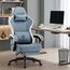 GTPLAYER Gaming Stuhl Ergonomischer Gaming Sessel Schreibtischstuhl mit Stoffoberfläche, Federsitzkissen, Verbindungsarmlehnen und Fußstütze 150KG, Hellblau