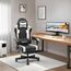 Riftracer Gaming Stuhl – Ergonomischer Gamer Sessel mit Fußstütze, Kopfstütze und Lordosenstütze, höhenverstellbar, gepolstert, Tragkraft 150 kg, Schwarz