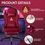 Vittanly Gaming Stuhl, Luxuriöser Wildlederimitat Gaming Chair Bürostuhl, Ergonomischer Schreibtischstuhl mit Fußstütze Kopfstütze und Lendenkissen, 3D Armlehnen, 90-155° Rückenlehne, Weinrot