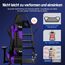 Homimaster Gaming Stuhl, Bürostuhl Ergonomisch mit verstellbare Lendenkissen, Kopfkissen und Armlehnen,Gaming Chair Gepolstert,Gamer Stuhl Wippfunktion,Gaming Stuhl 150 kg Belastbarkeit, Lila